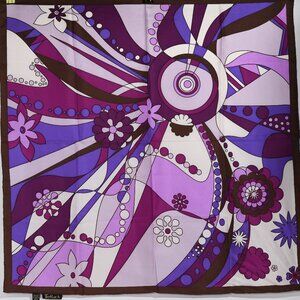 Vintage TieRack Silk Scarf with Bold Floral Design